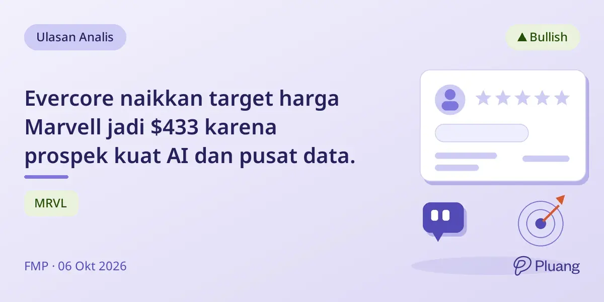 Evercore naikkan target harga Marvell jadi $433 karena prospek kuat AI dan pusat data.