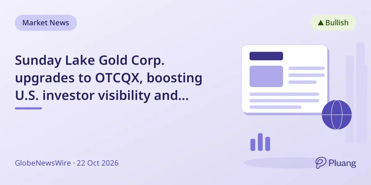 Sunday Lake Gold Corp. upgrades to OTCQX, boosting U.S. investor visibility and trading access.