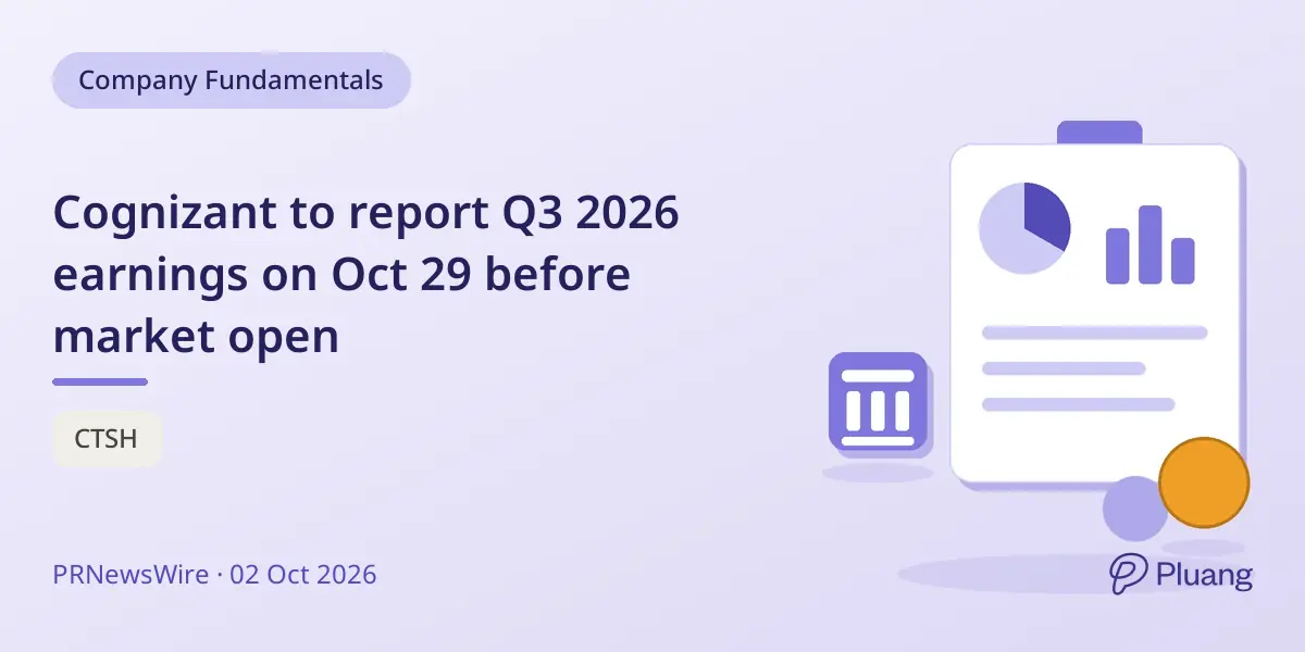 Cognizant to report Q3 2026 earnings on Oct 29 before market open