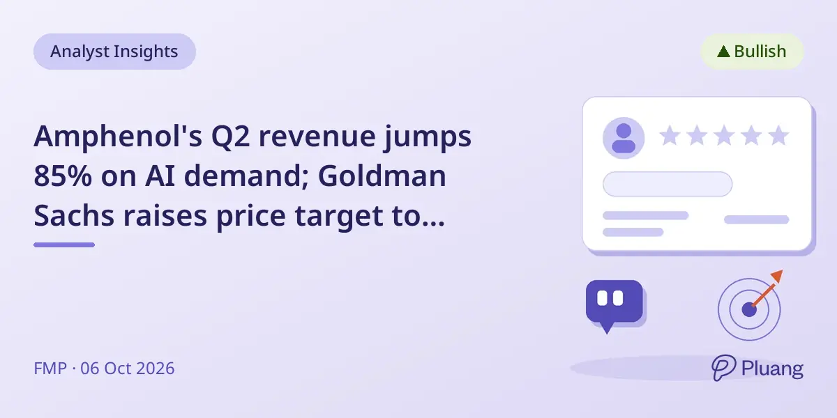 Amphenol's Q2 revenue jumps 85% on AI demand; Goldman Sachs raises price target to $116.