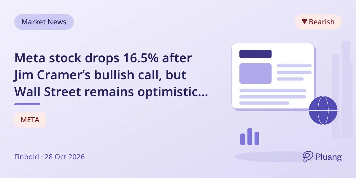 Meta stock drops 16.5% after Jim Cramer’s bullish call, but Wall Street remains optimistic for a 37% rally.