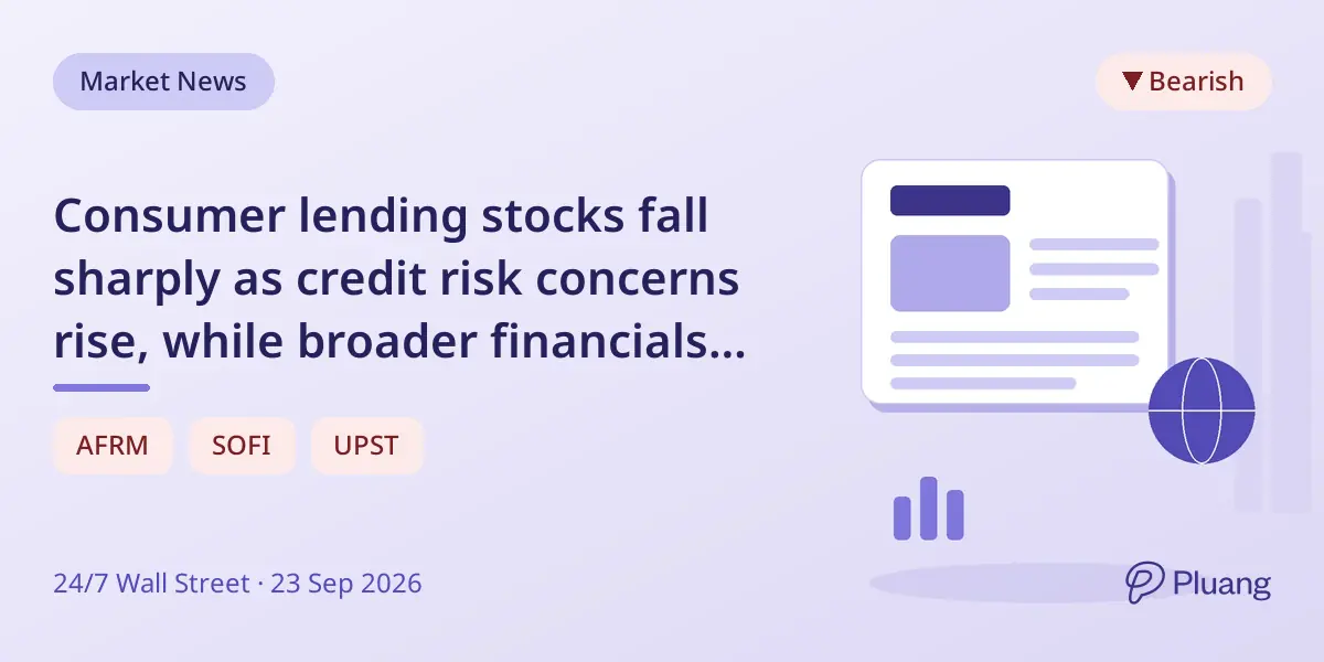 Consumer lending stocks fall sharply as credit risk concerns rise, while broader financials remain stable.