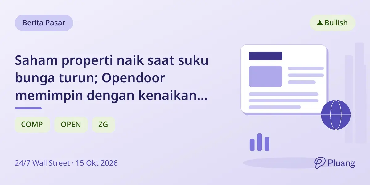 Saham properti naik saat suku bunga turun; Opendoor memimpin dengan kenaikan 7% didukung operasi yang membaik.