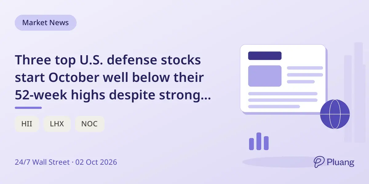 Three top U.S. defense stocks start October well below their 52-week highs despite strong earnings and rising defense budgets.