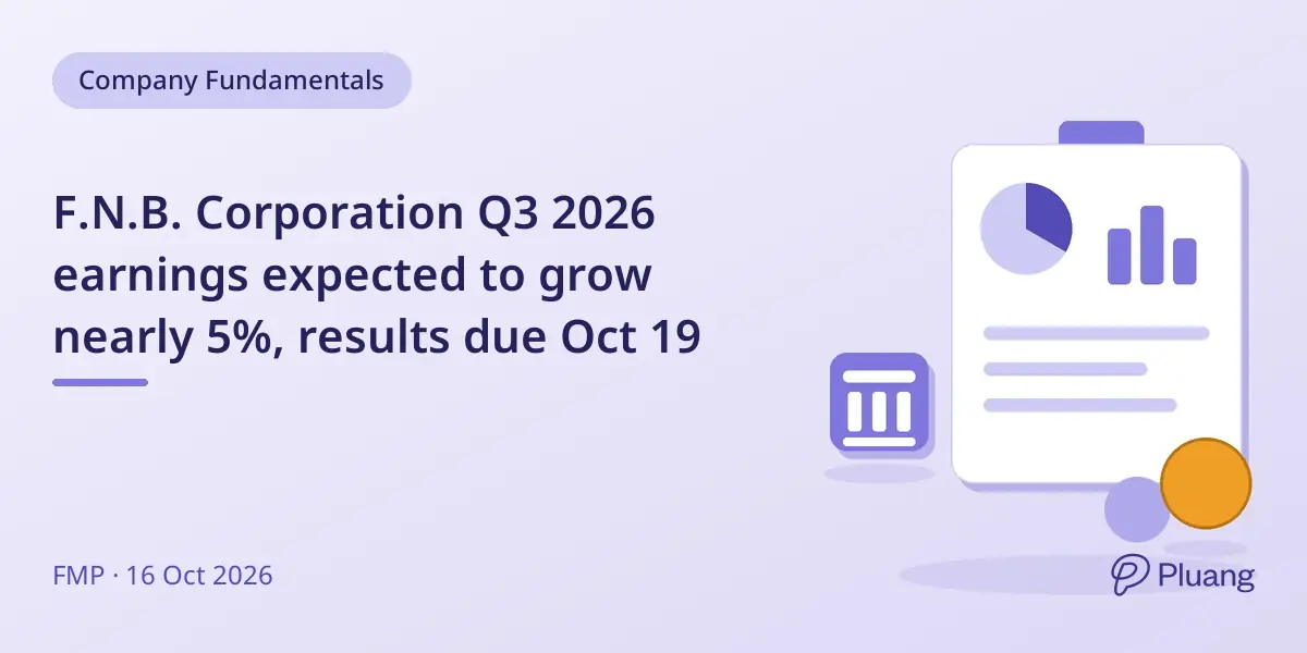 F.N.B. Corporation Q3 2026 earnings expected to grow nearly 5%, results due Oct 19