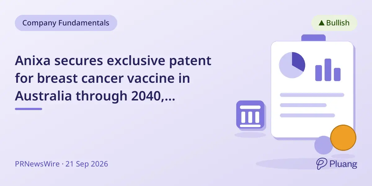 Anixa secures exclusive patent for breast cancer vaccine in Australia through 2040, boosting global IP and development.