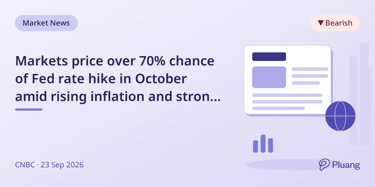Markets price over 70% chance of Fed rate hike in October amid rising inflation and strong economic data