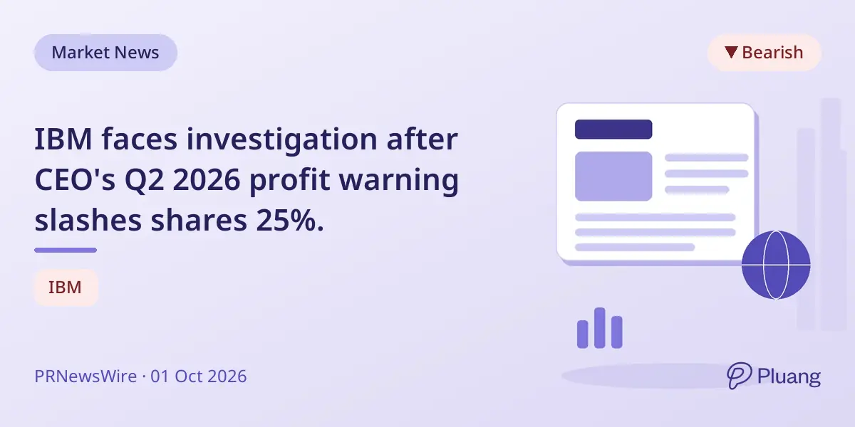 IBM faces investigation after CEO's Q2 2026 profit warning slashes shares 25%.
