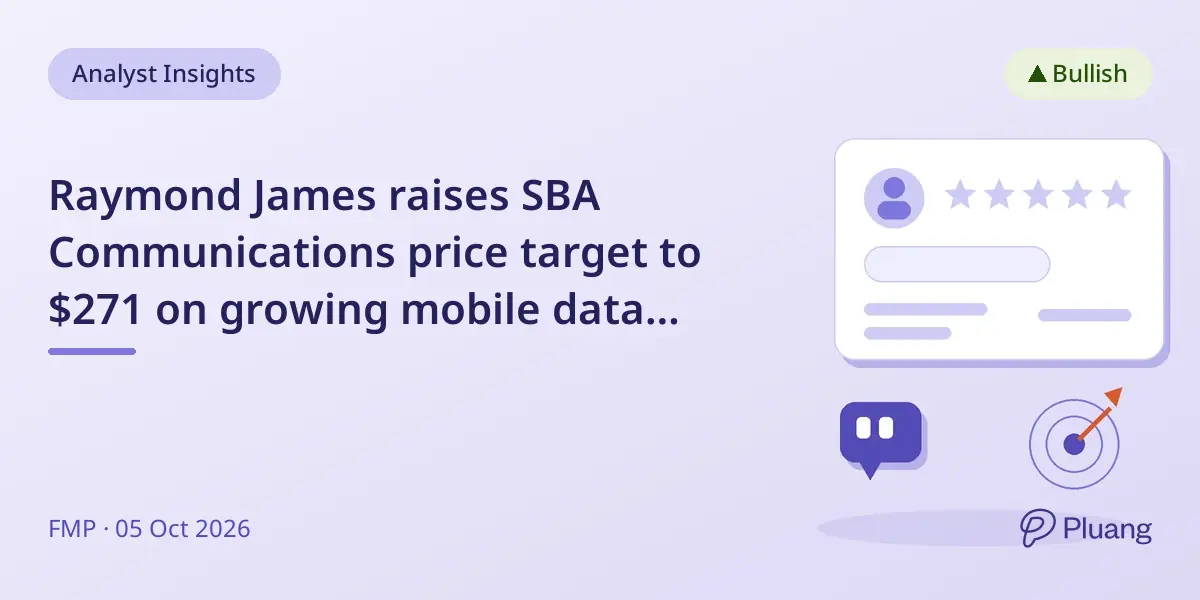 Raymond James raises SBA Communications price target to $271 on growing mobile data demand.