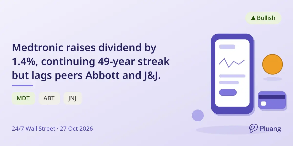 Medtronic raises dividend by 1.4%, continuing 49-year streak but lags peers Abbott and J&J.