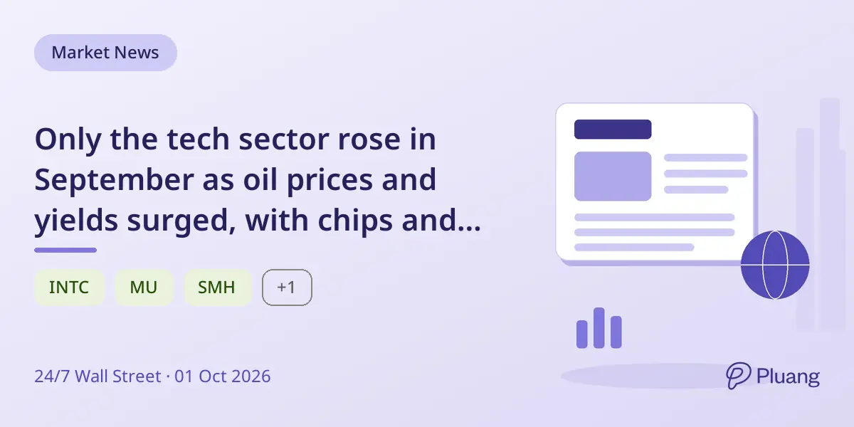 Only the tech sector rose in September as oil prices and yields surged, with chips and AI stocks leading gains.