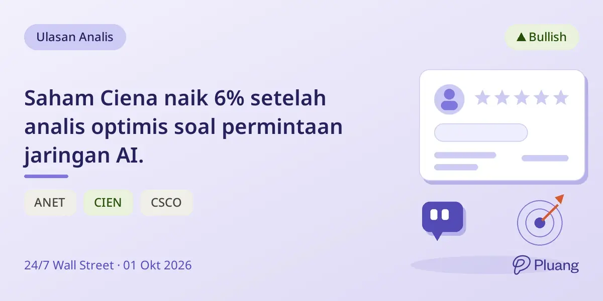 Saham Ciena naik 6% setelah analis optimis soal permintaan jaringan AI.