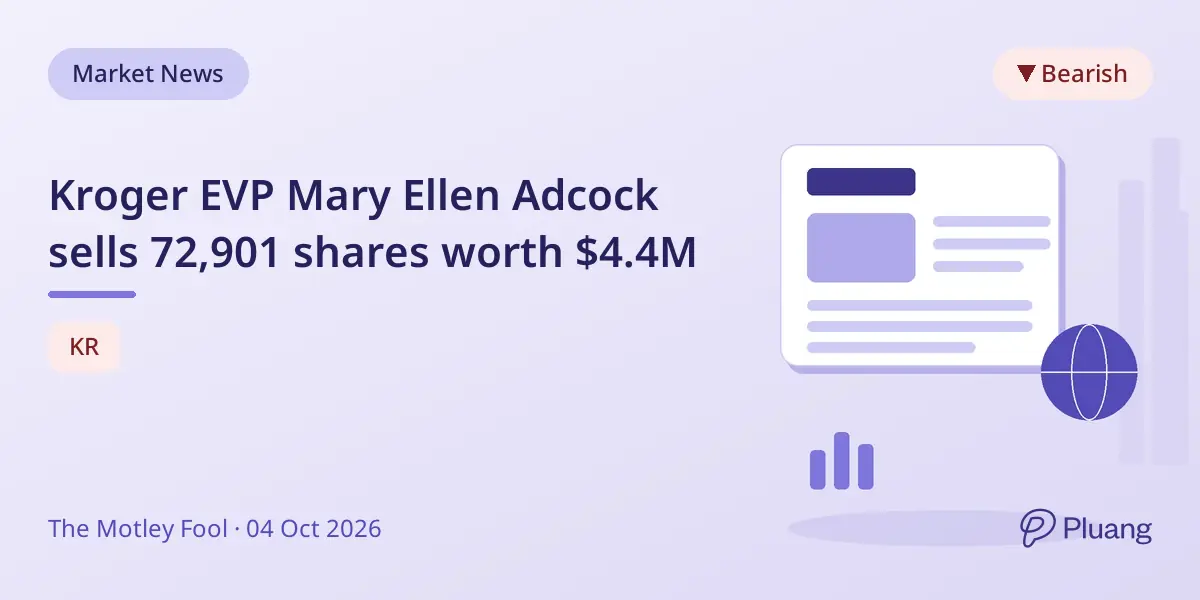Kroger EVP Mary Ellen Adcock sells 72,901 shares worth $4.4M