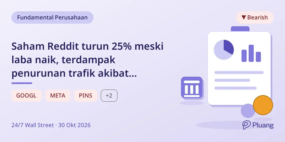 Saham Reddit turun 25% meski laba naik, terdampak penurunan trafik akibat perubahan pencarian AI Google