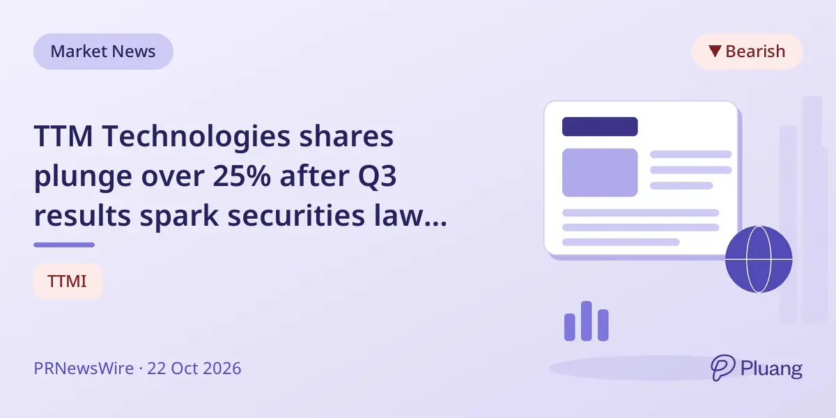 TTM Technologies shares plunge over 25% after Q3 results spark securities law probe