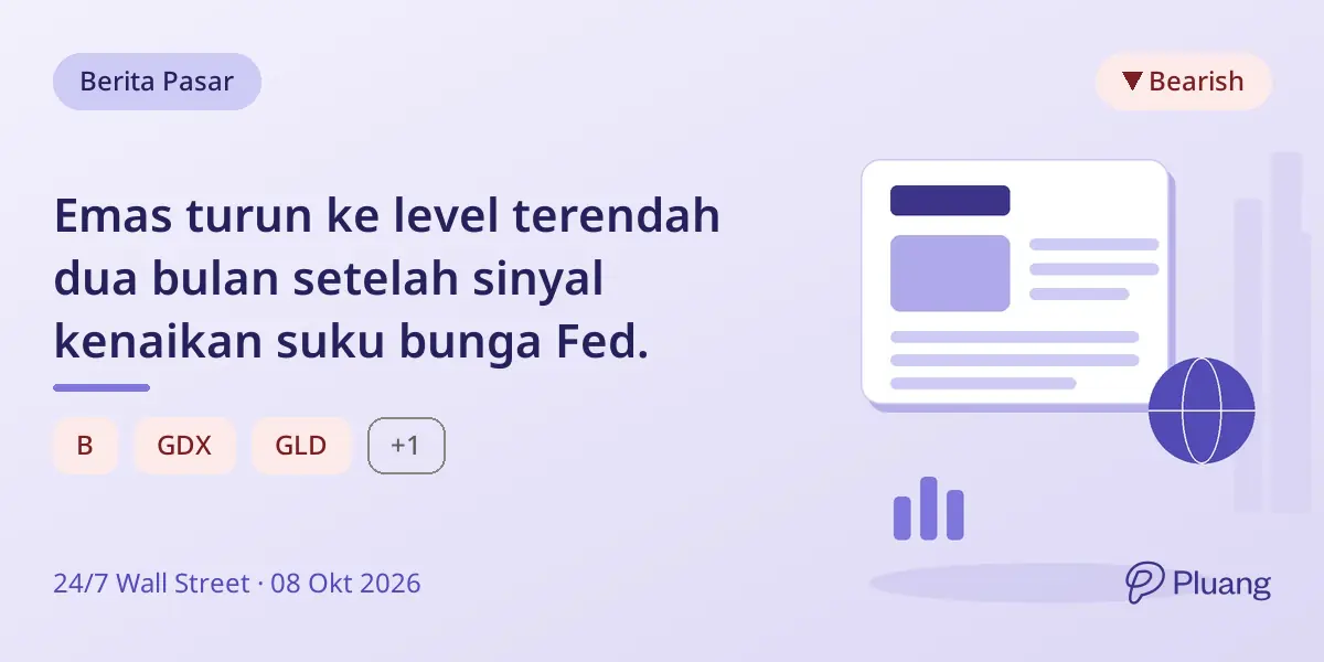 Emas turun ke level terendah dua bulan setelah sinyal kenaikan suku bunga Fed.