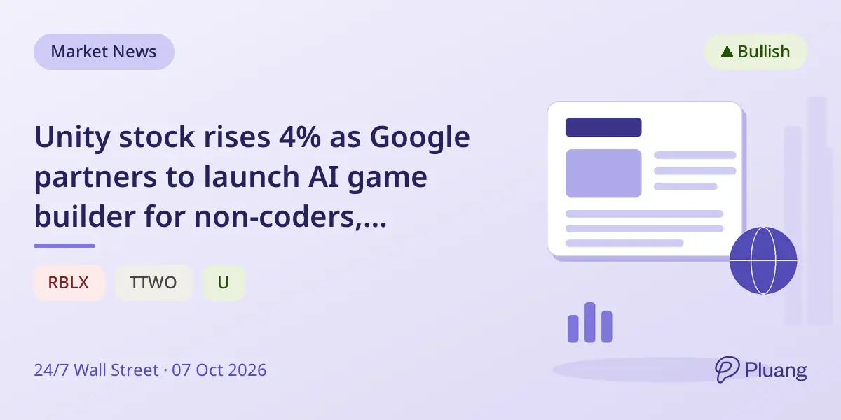 Unity stock rises 4% as Google partners to launch AI game builder for non-coders, pressuring Roblox shares.