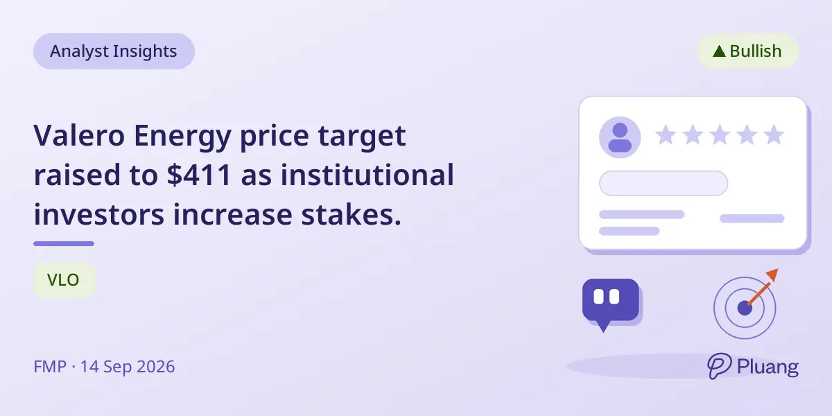 Valero Energy price target raised to $411 as institutional investors increase stakes.