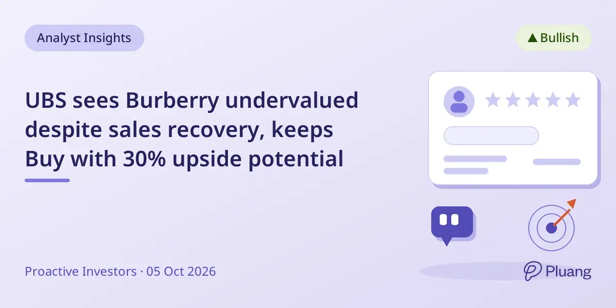 UBS sees Burberry undervalued despite sales recovery, keeps Buy with 30% upside potential