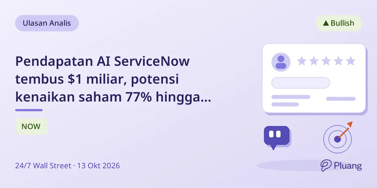 Pendapatan AI ServiceNow tembus $1 miliar, potensi kenaikan saham 77% hingga 2027.