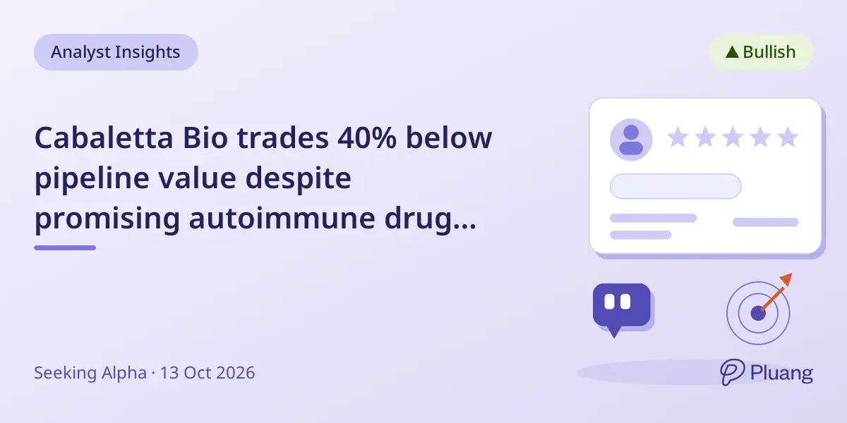 Cabaletta Bio trades 40% below pipeline value despite promising autoimmune drug and cost-saving deal.