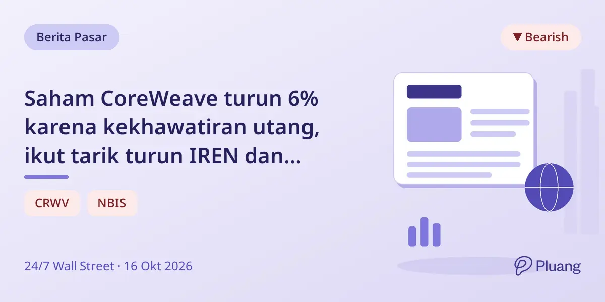 Saham CoreWeave turun 6% karena kekhawatiran utang, ikut tarik turun IREN dan Nebius.