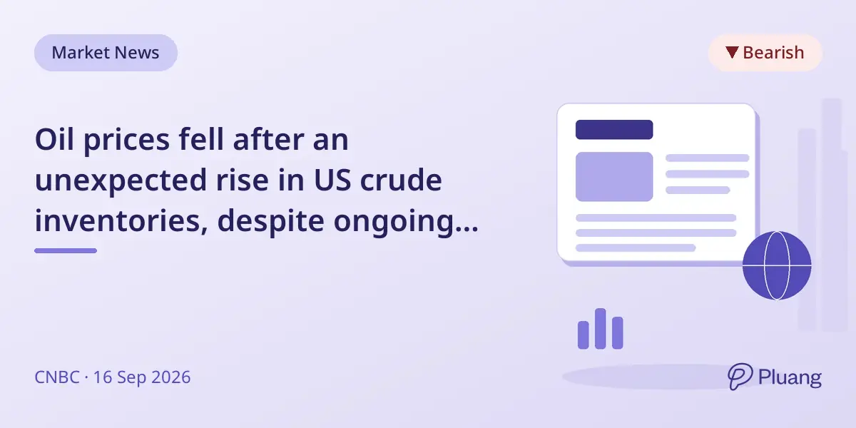 Oil prices fell after an unexpected rise in US crude inventories, despite ongoing concerns about Middle East supply disruptions.