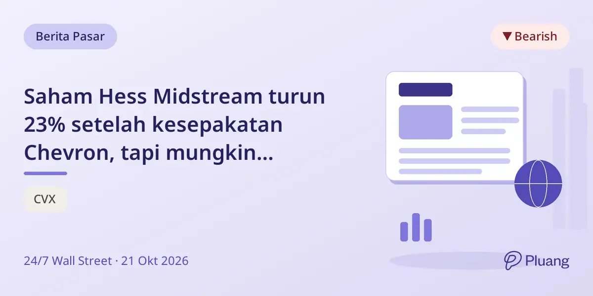 Saham Hess Midstream turun 23% setelah kesepakatan Chevron, tapi mungkin undervalued karena pengurangan unit dan dividen stabil.