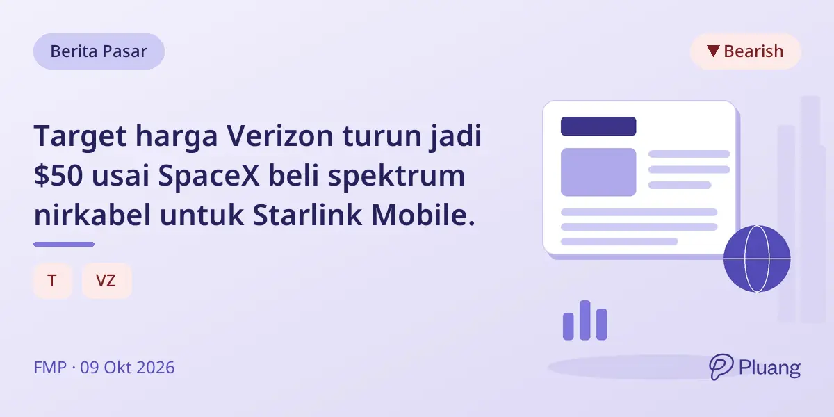 Target harga Verizon turun jadi $50 usai SpaceX beli spektrum nirkabel untuk Starlink Mobile.