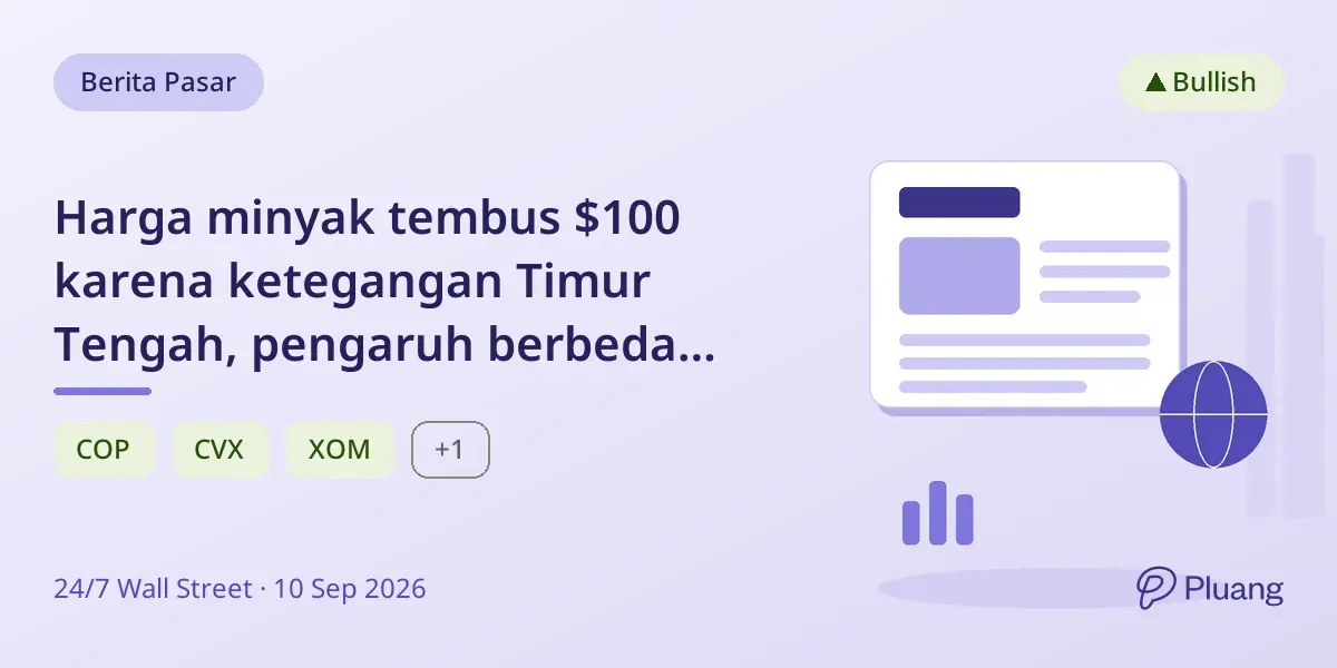 Harga minyak tembus $100 karena ketegangan Timur Tengah, pengaruh berbeda pada saham energi utama.
