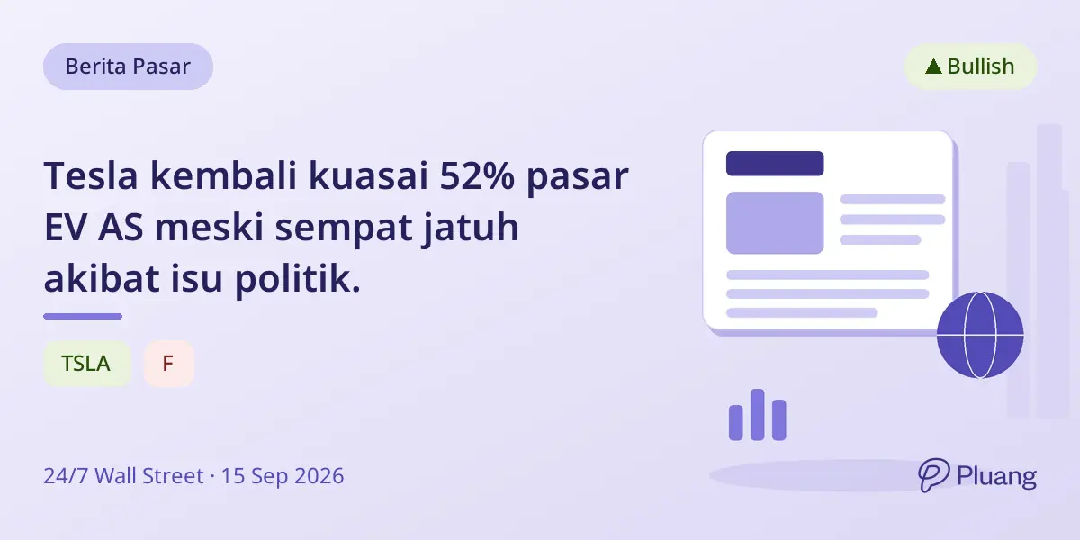 Tesla kembali kuasai 52% pasar EV AS meski sempat jatuh akibat isu politik.