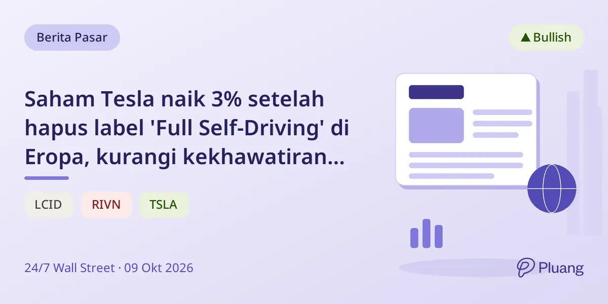Saham Tesla naik 3% setelah hapus label 'Full Self-Driving' di Eropa, kurangi kekhawatiran regulasi.