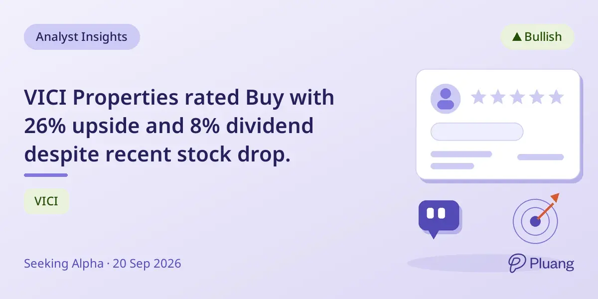 VICI Properties rated Buy with 26% upside and 8% dividend despite recent stock drop.