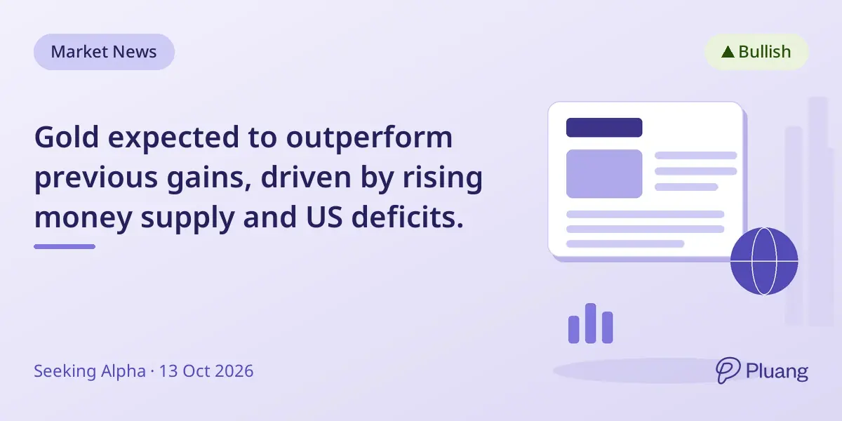 Gold expected to outperform previous gains, driven by rising money supply and US deficits.