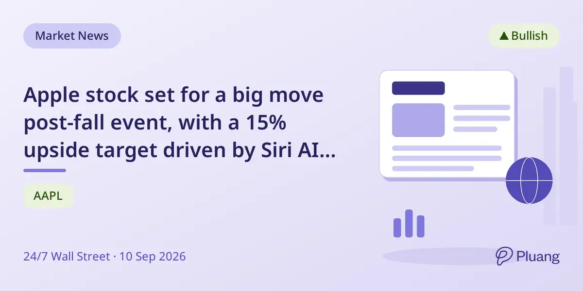 Apple stock set for a big move post-fall event, with a 15% upside target driven by Siri AI upgrades.