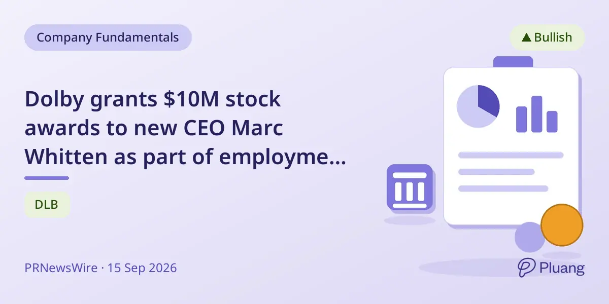 Dolby grants $10M stock awards to new CEO Marc Whitten as part of employment inducement.