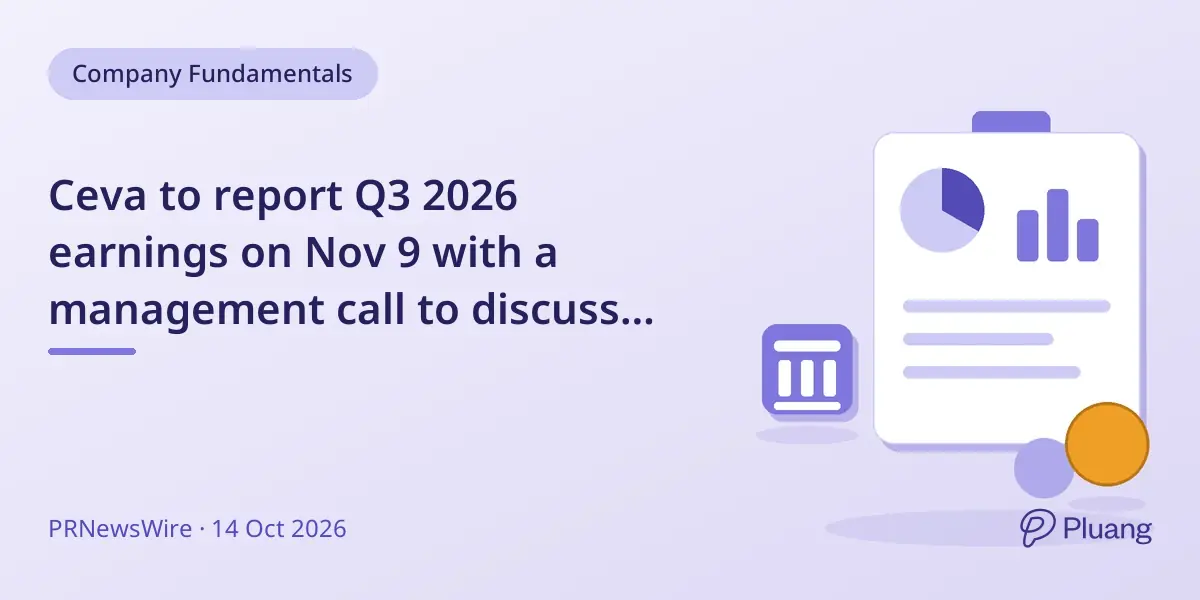 Ceva to report Q3 2026 earnings on Nov 9 with a management call to discuss results and outlook.