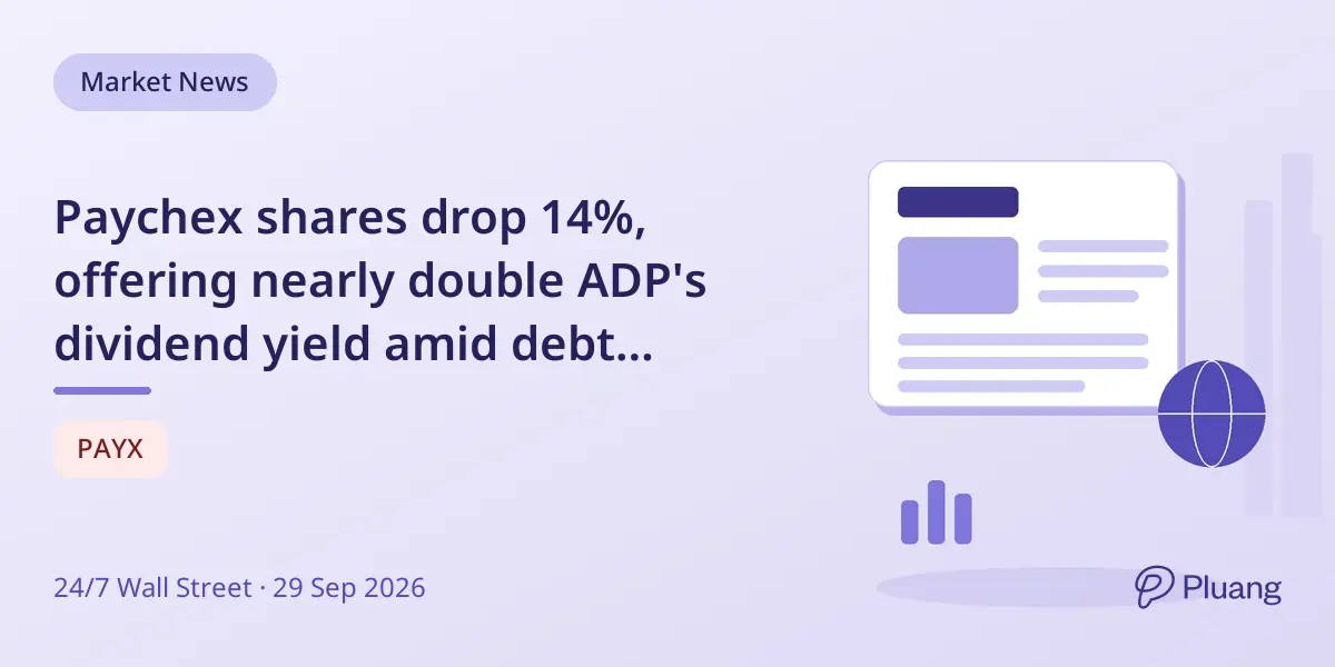 Paychex shares drop 14%, offering nearly double ADP's dividend yield amid debt concerns.