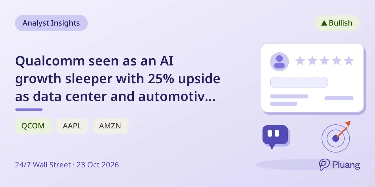 Qualcomm seen as an AI growth sleeper with 25% upside as data center and automotive revenues surge.