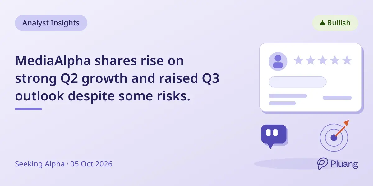 MediaAlpha shares rise on strong Q2 growth and raised Q3 outlook despite some risks.