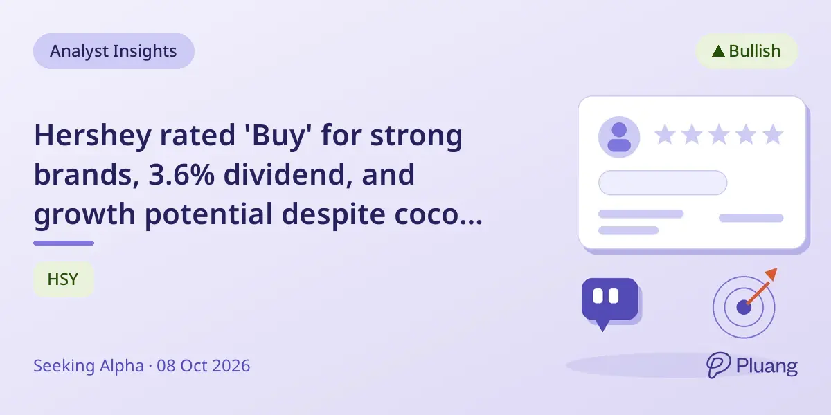 Hershey rated 'Buy' for strong brands, 3.6% dividend, and growth potential despite cocoa price risks