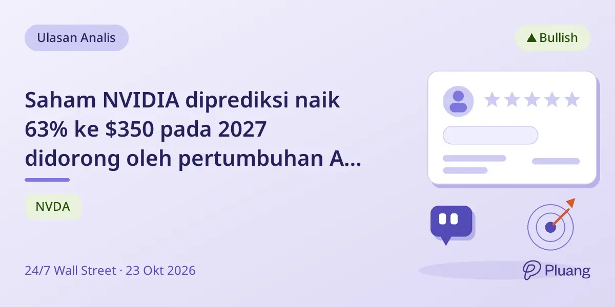 Saham NVIDIA diprediksi naik 63% ke $350 pada 2027 didorong oleh pertumbuhan AI dan laba kuat.