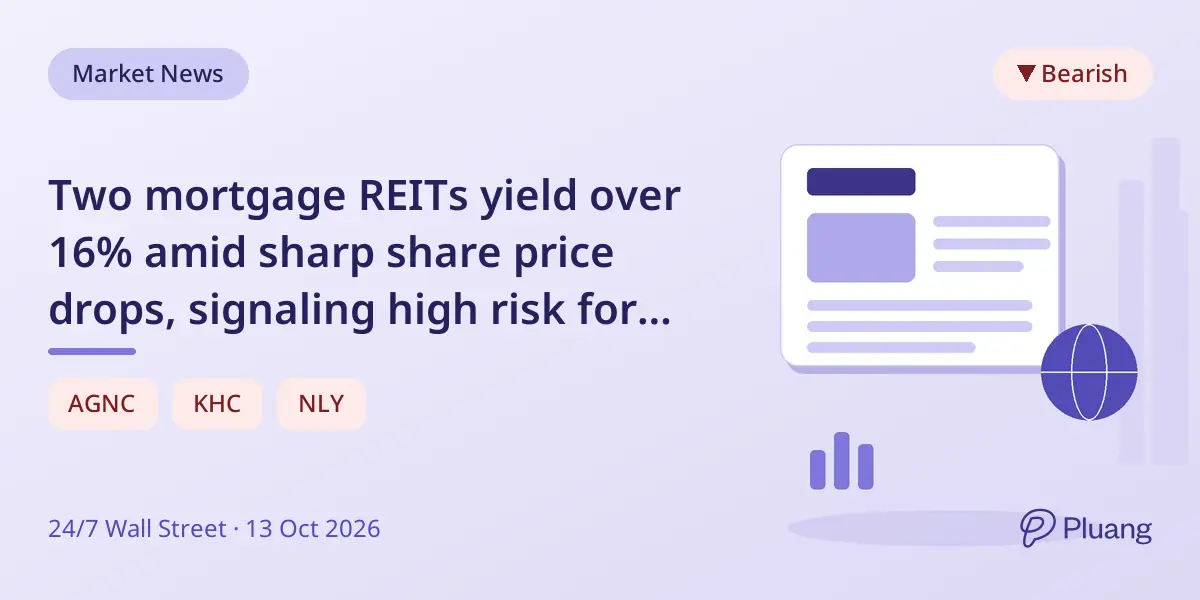 Two mortgage REITs yield over 16% amid sharp share price drops, signaling high risk for income investors.