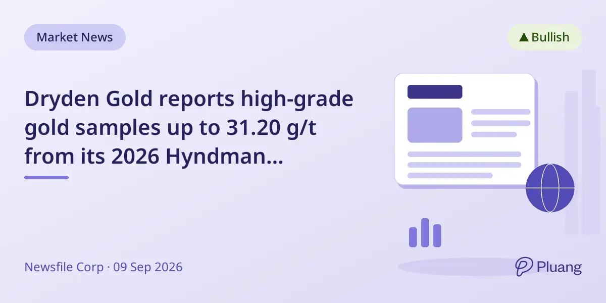 Dryden Gold reports high-grade gold samples up to 31.20 g/t from its 2026 Hyndman exploration program.