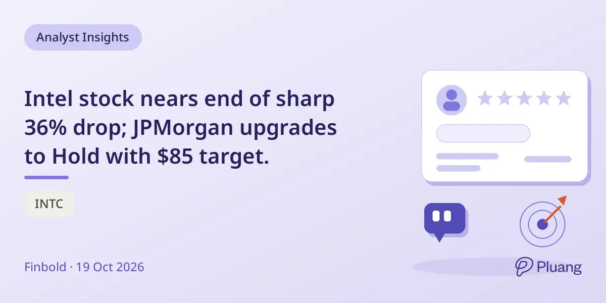 Intel stock nears end of sharp 36% drop; JPMorgan upgrades to Hold with $85 target.