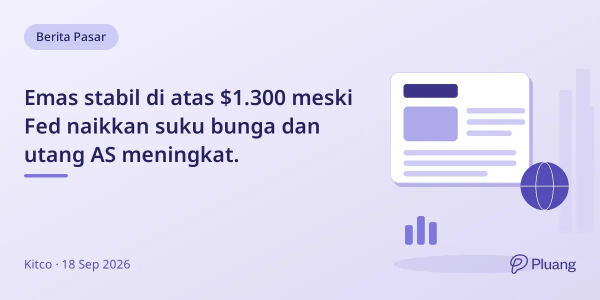 Emas stabil di atas $1.300 meski Fed naikkan suku bunga dan utang AS meningkat.
