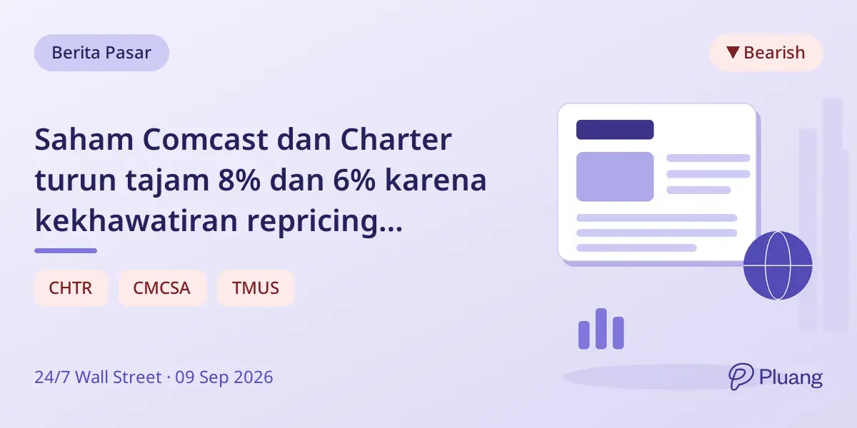 Saham Comcast dan Charter turun tajam 8% dan 6% karena kekhawatiran repricing broadband.