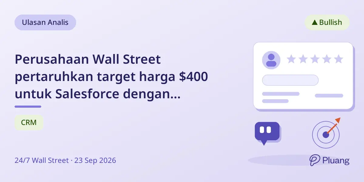 Perusahaan Wall Street pertaruhkan target harga $400 untuk Salesforce dengan potensi untung 70% dari pertumbuhan AI.