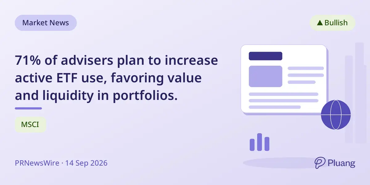 71% of advisers plan to increase active ETF use, favoring value and liquidity in portfolios.