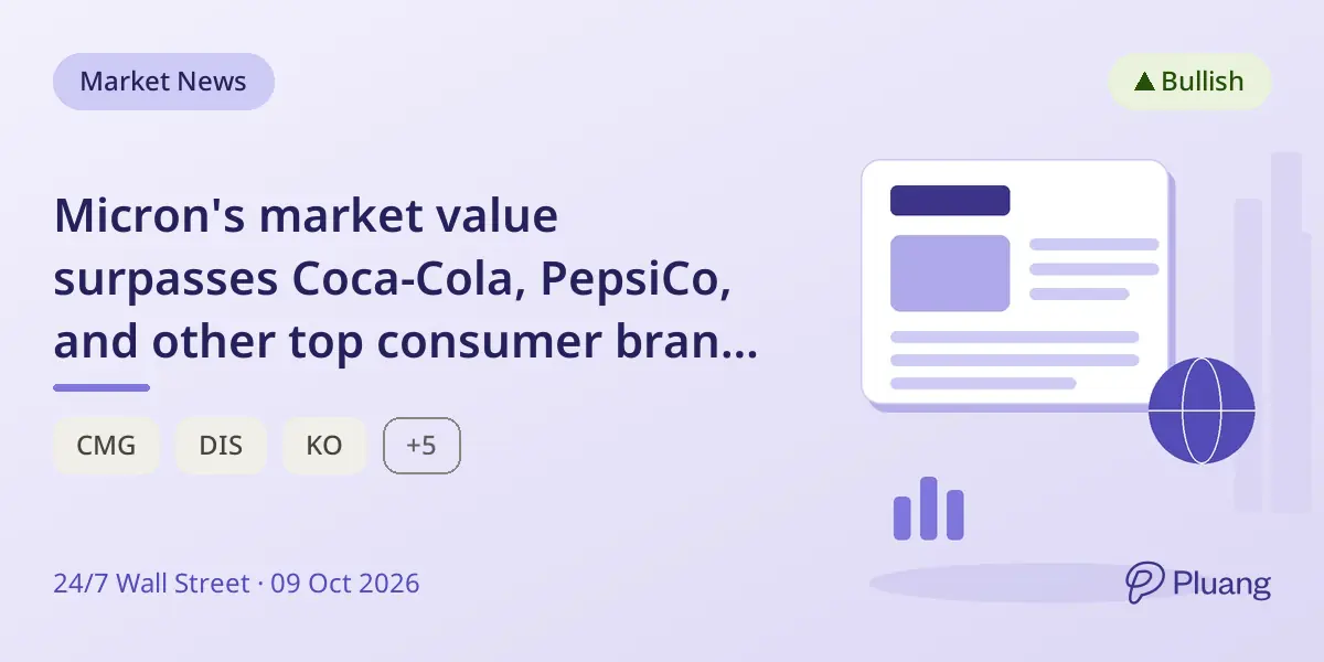 Micron's market value surpasses Coca-Cola, PepsiCo, and other top consumer brands combined.